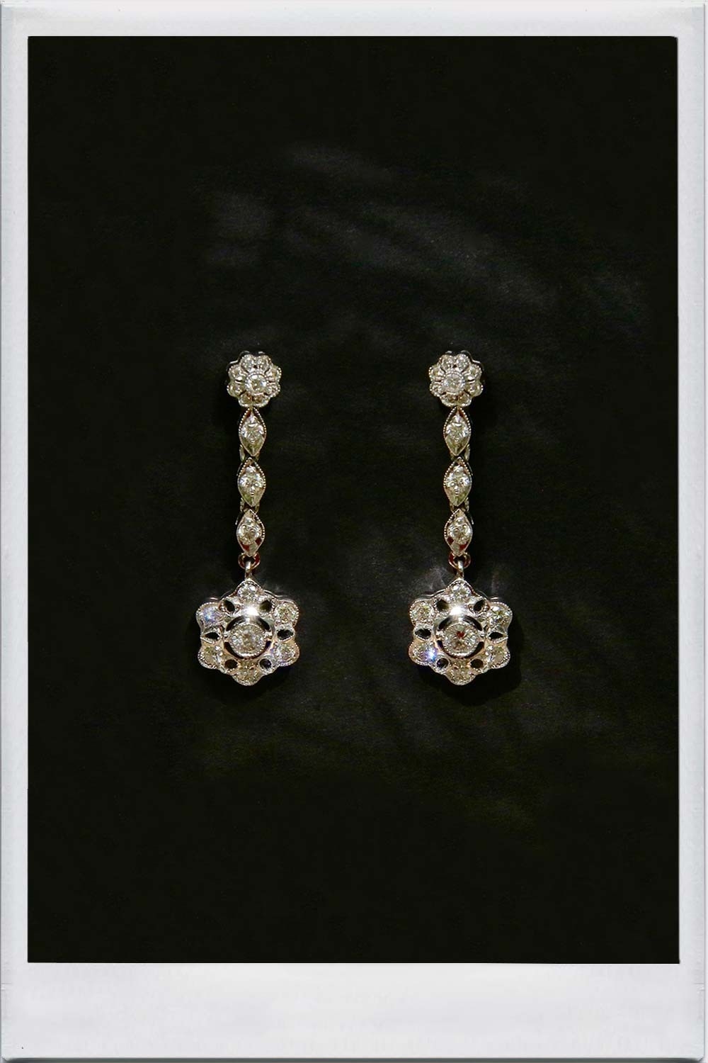 Flower and diamond earrings