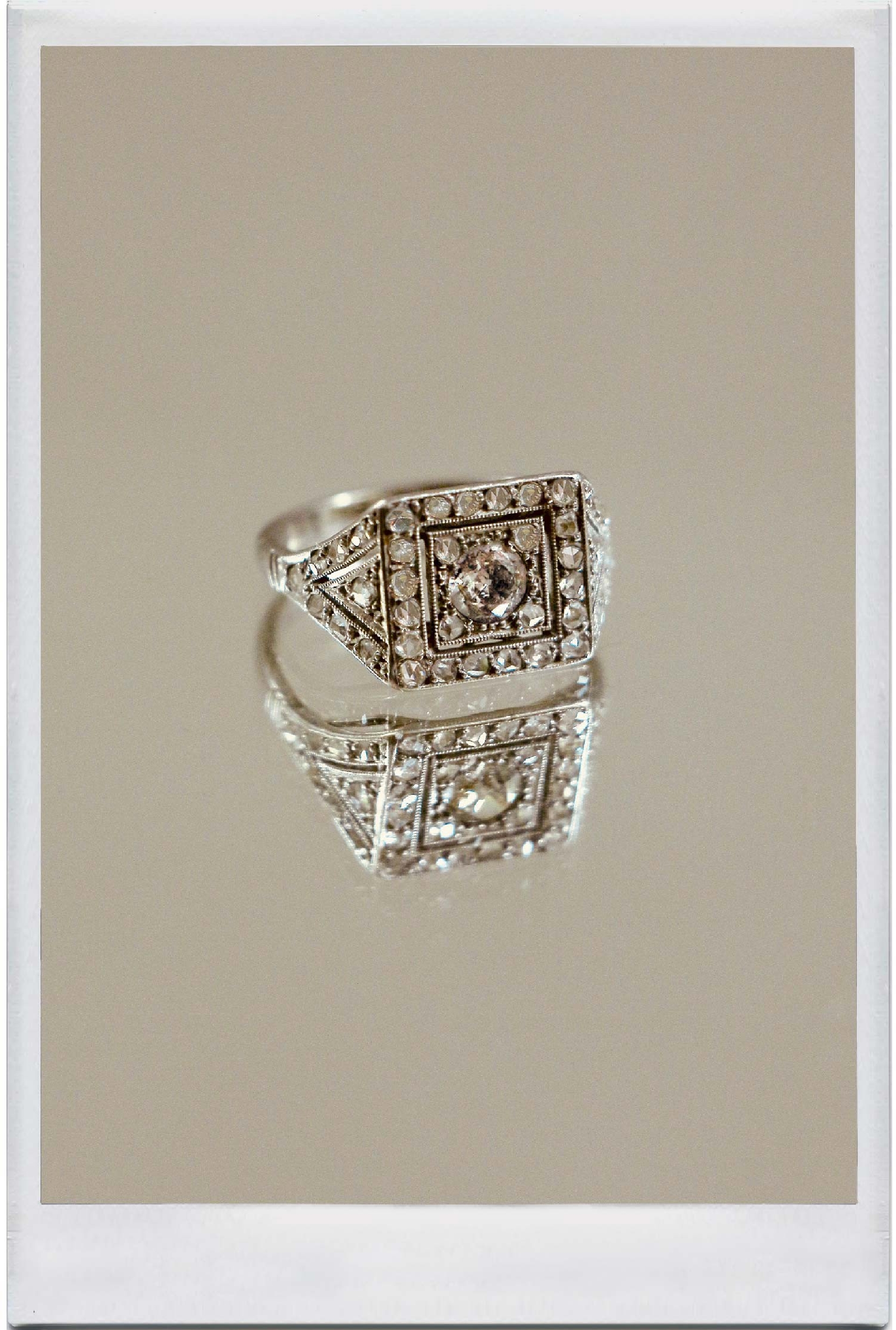 Bague géométrique diamants