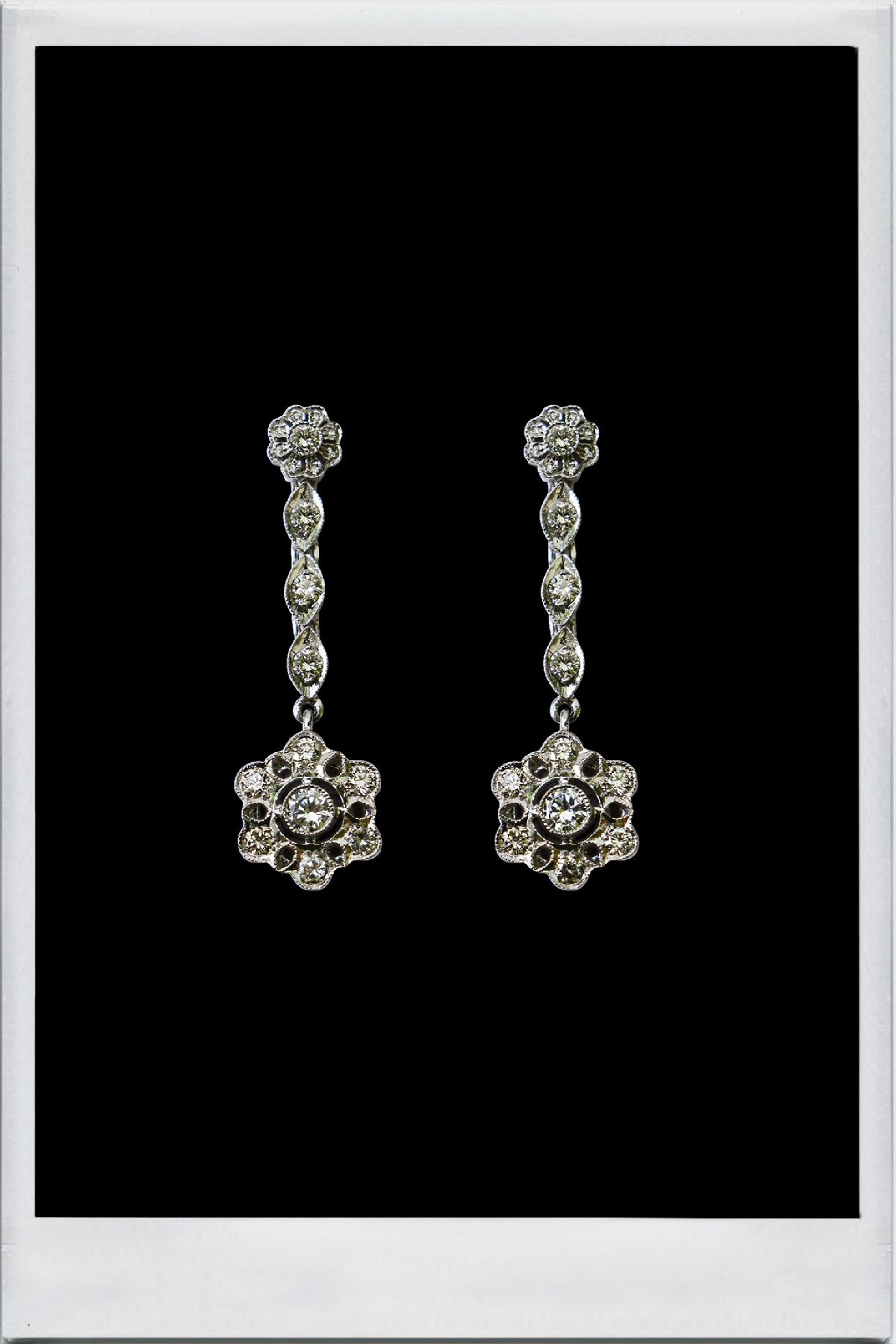 Flower and diamond earrings