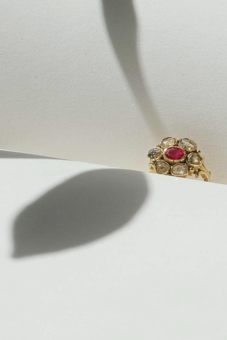 Bague fleur et polki